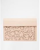 Asos Foldover Laser Cut Clutch Bag With Metal Bar - Lyst