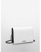 Calvin Klein Clea Python-Embossed Leather Swing Bag - Lyst