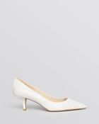 Delman Pointed Toe Pumps Belle Mid Heel - Lyst