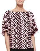Milly Geometric-Print Dolman-Sleeve Top - Lyst
