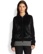 Vince Rabbit Fur-Panel Zip Cardigan - Lyst