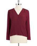 Vince Camuto Petite V Neck Blouse - Lyst