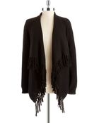 Vince Camuto Draped Fringed Cardigan - Lyst