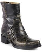 Miu Miu Distressed Leather Motorcycle Boots - Lyst