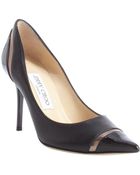 Jimmy Choo Black And Pewter Leather Cap Toe 'Lilo' Pumps - Lyst