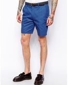 Asos Slim Fit Shorts In Blue - Lyst