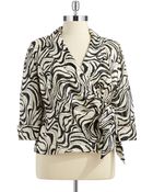 Alex Evenings Plus Zebra Print Wrap Front Top - Lyst