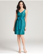 Ann Taylor Silk Dupioni V-Neck Dress - Lyst