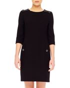Michael Kors Stretch Boucle Button Dress - Lyst