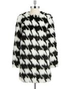 MICHAEL Michael Kors Houndstooth Faux Fur Coat - Lyst