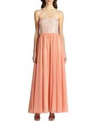 Aidan Mattox Embellished Chiffon Strapless Gown - Lyst