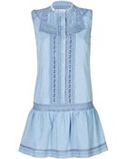 Ermanno Scervino Cotton Denim Embroidered Dress - Lyst