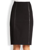 Burberry London Leather-Trimmed Pencil Skirt - Lyst