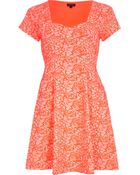 River Island Coral Rose Print Skater Dress - Lyst