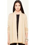 Ralph Lauren Black Label Suede-Trim Wool Cardigan - Lyst