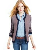 Tommy Hilfiger Stripedsleeve Marledknit Cardigan - Lyst