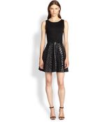 Alice + Olivia Zilla Leather-Trim Dress - Lyst