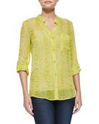Diane von Furstenberg Gilmore Snake-Print Sheer Silk Blouse - Lyst