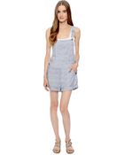 Splendid Stripe Short Overalls - Lyst
