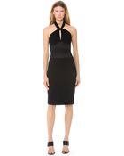 Jason Wu Ponte & Satin Halter Neck Dress - Black - Lyst