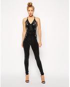 Asos Premium Jumpsuit With Allover Gunmetal Embellishment - Lyst
