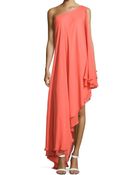 Halston Heritage One-Shoulder Silk Cascade Gown - Lyst