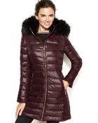 Calvin Klein Faux-Fur-Trimmed Hooded Packable Down Coat - Lyst