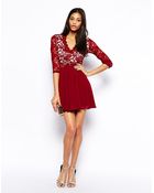 John Zack Lace Skater Dress With Scallop Neckline - Lyst