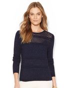 Lauren by Ralph Lauren Petite Pointelle Knit Sweater - Lyst