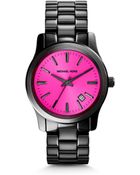 Michael Kors Runway Fuschia And Onyx Watch - Lyst