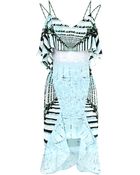 Peter Pilotto Cascade Printed Silk and Lace Ruffled Dress - Lyst