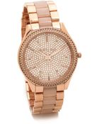 Michael Kors Slim Runway Pave Watch Blush - Lyst