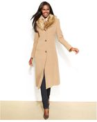 Jones New York Faux-Fur-Collar Wool-Cashmere-Blend Coat - Lyst