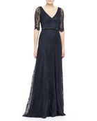Theia By Don O'neill Lace Elbowsleeve Gown - Lyst