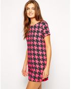Ax Paris Shift Dress In Dogstooth - Lyst