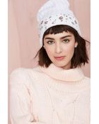 Nasty Gal Crystal Ballin' Beanie - White - Lyst