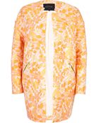 River Island Orange Floral Jacquard Coat - Lyst