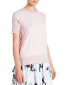 Jil Sander Ribbed-Trim Short-Sleeve Sweater - Lyst