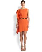 Halston Heritage One-Shoulder Belted Dress - Lyst