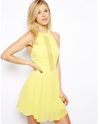 Asos Lace Insert Halter Skater Dress - Lyst
