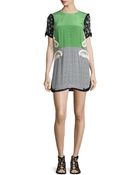 Stella McCartney Contrast-Sleeve Polka-Dot Shift Dress - Lyst