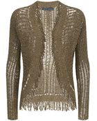 Ralph Lauren Black Label Fringed Knit Cardigan - Lyst