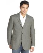 Brunello Cucinelli Green-Grey Linen 3-Button Blazer - Lyst
