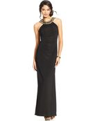 Xscape Embellished Ruched Halter Gown - Lyst