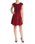 Saks Fifth Avenue Black Printed Fit-And-Flare Dress - Lyst
