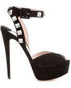 Miu Miu Suede Pumps With Embellishment - Lyst