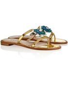 Oscar de la Renta Wissy Flo Embellished Patent-Leather Sandals - Lyst