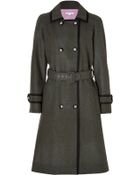 Olympia Le-Tan Wool Gretchen Trench Coat In Kaki - Lyst