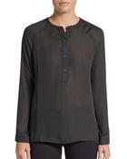Vince Dotted Silk Raglan Blouse - Lyst