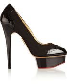 Charlotte Olympia Spectator Dolly Patent-Leather And Suede Pumps - Lyst